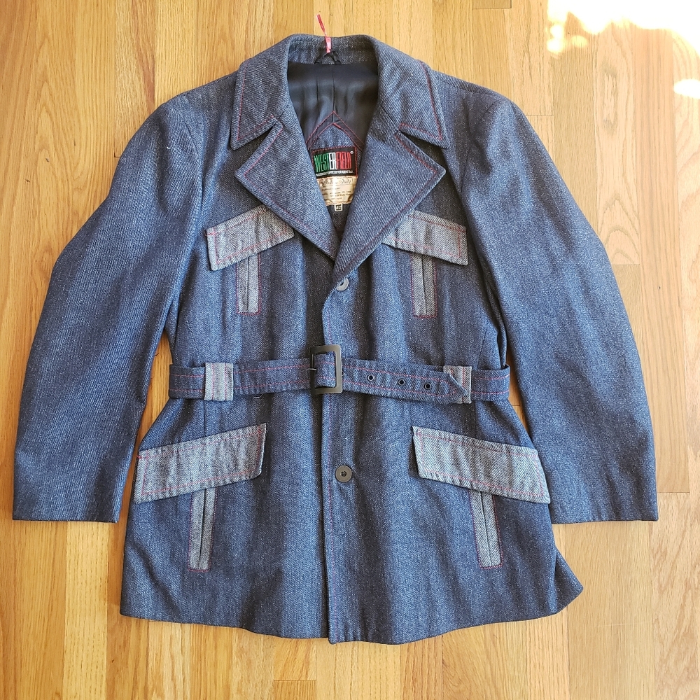 Vintage 1970s Denim-like Coat - Westerfield - Picture 4 of 11